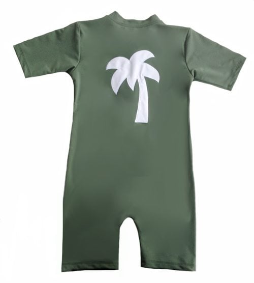 Noe PALM sunsuit S/S - army - Petit Crabe