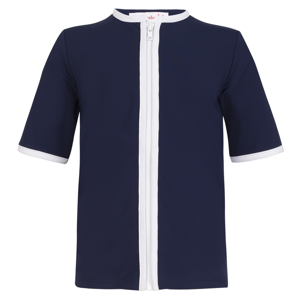 Salo PALM Zipper swim shirt S/S blue Petit Crabe