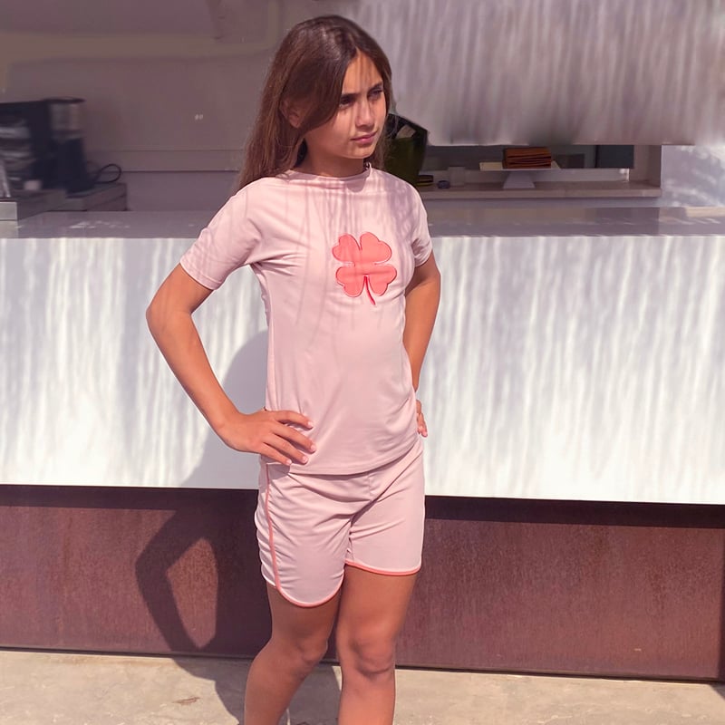 Luna CLOVER UV swimshirt rose nude Petit Crabe