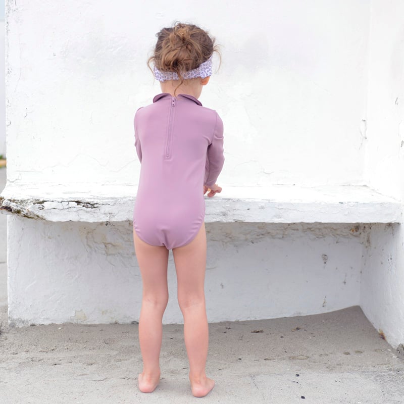 Peeter Pan collar Swimsuit L/S - heather - Petit Crabe