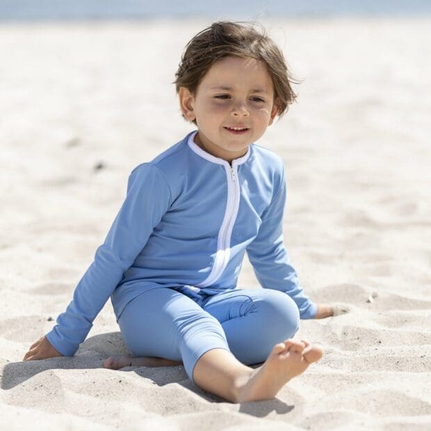 Etoile Zipper UVswim shirt L/S dustyblue Petit Crabe