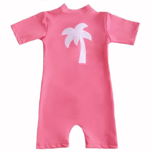 Noe PALM sunsuit S/S - bubblegum - Petit Crabe