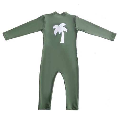 Lou - PALM sunsuit L/S - army - Petit Crabe