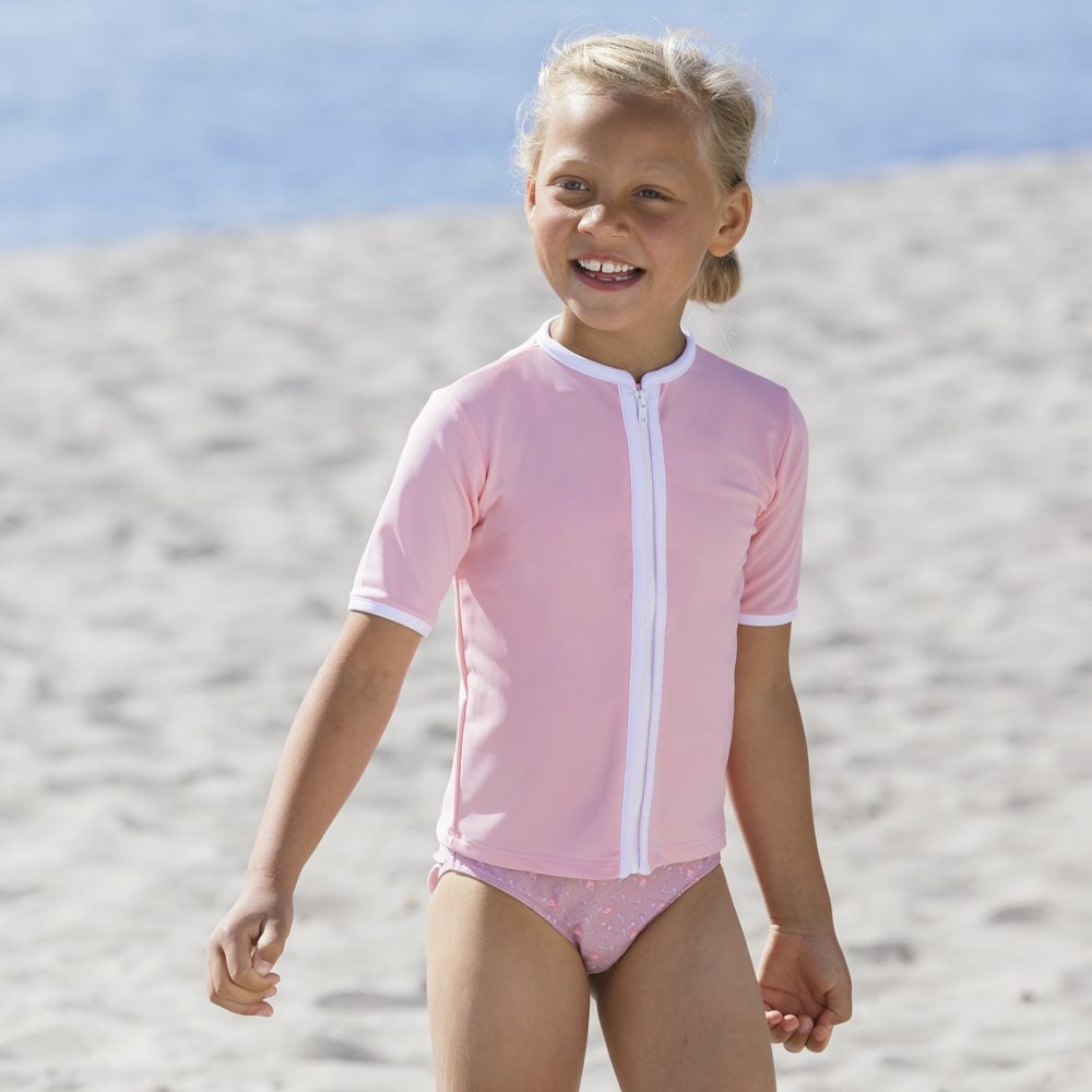 Salo PINEAPPLE Zipper swim shirt S/S softrose Petit Crabe