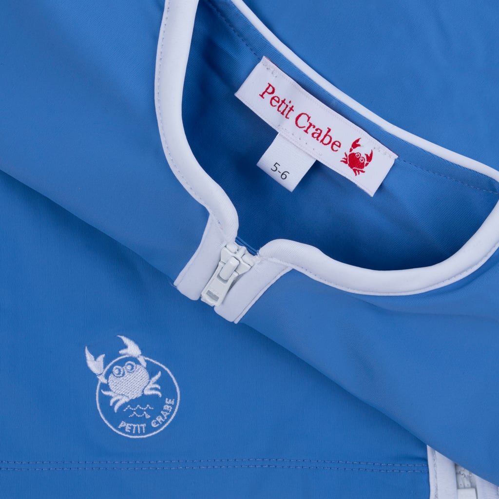 SOLOV　DAY&SWIM TRIMARM COVER IVORY Salo Zipper UV-swim shirt S/S - cornflower - Petit Crabe