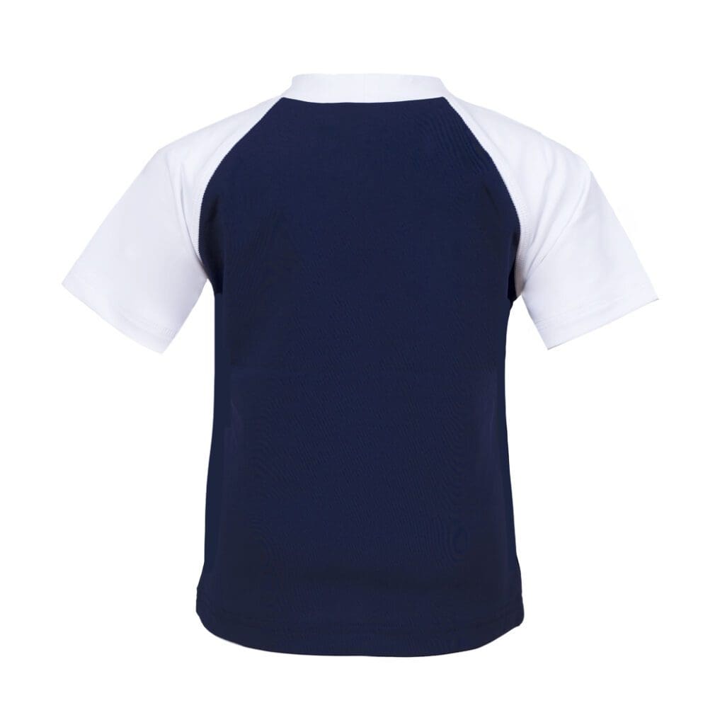 Babyhug Half Raglan Sleeves Printed Legged Swimsuit - Blue