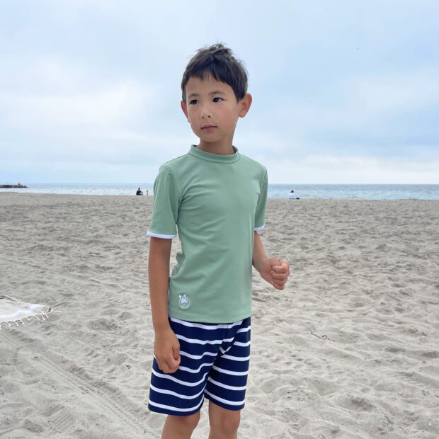 Milou EDGE swim shirt S/S - Eucalyptos/White